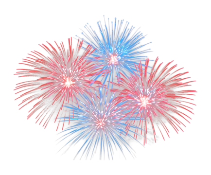 Red And Blue Fireworks Depicting America Isolated on Transparent Background
