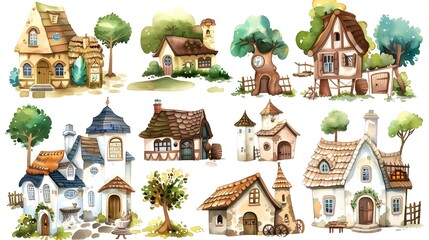 Enchanting Collection of Whimsical Fairytale Cottages and Dwellings in Charming Historic Village Landscape