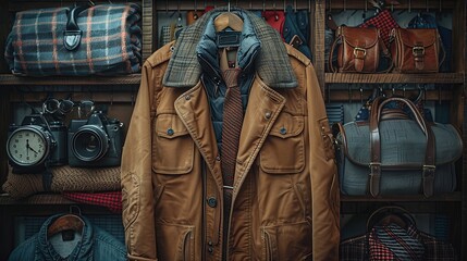 Fototapeta premium premium men's equipment, ties, chest pockets on jackets