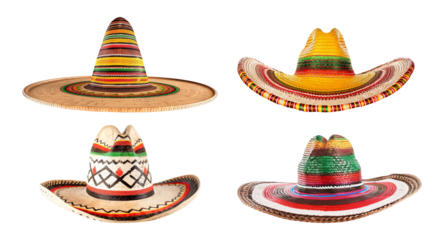 Mexican Hat Set Isolated on Transparent Background
