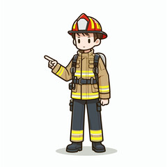 Vector Cartoon Illustration of  Firefighter