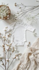 packshot of white cotton baby body back