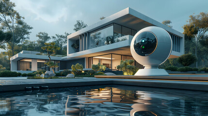 Cutting Edge Photo Realistic AI Home Security Concept with Futuristic Features for Advanced Protection and Peace of Mind   Technology Enhanced Security System in Futuristic Home