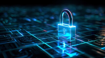 Secure padlock on a Electronic Circuit Board  symbolizing data protection and internet safety