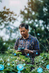 Business farmer using technology