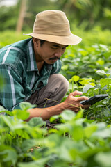 Business farmer using technology