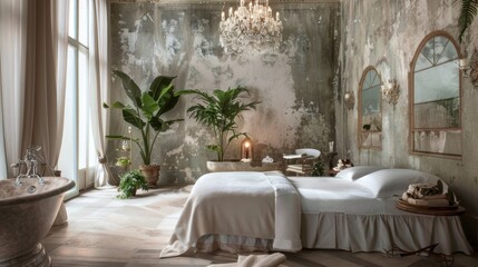 Luxurious spa setting with elegant decor and therapists offering personalized skin treatments.