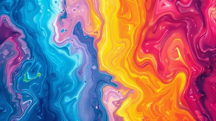 Random color mix in tempera style forming a glowing topographical map effect, liquid and abstract illustration