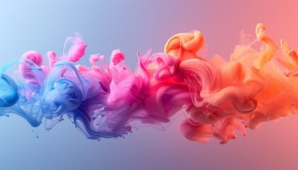 A colorful smokey line with pink, orange and blue colors by AI generated image