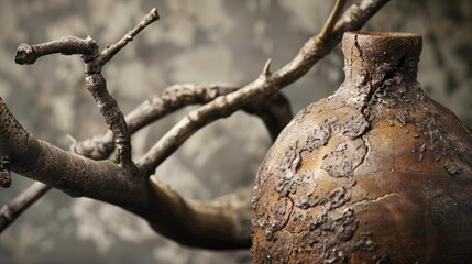 Obraz premium Detail of the branch and the vase generative ai