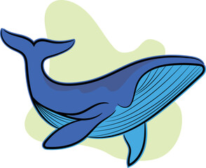Hand-drawn illustration of a colored whale  