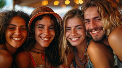 Fototapeta premium Group of friends at a city music festival