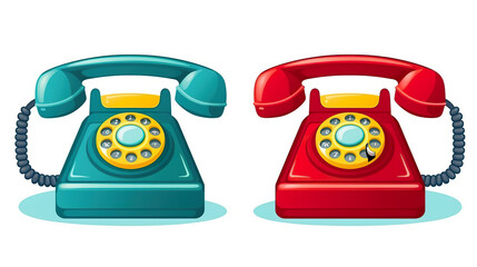 telephone set up on a stark white background