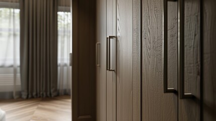 Obraz premium Capturing cabinet design details such as handles, moldings and finishes highlights the elegance and simplicity of the minimalist design. generative ai