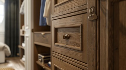 Obraz premium Capturing cabinet design details such as handles, moldings and finishes highlights the elegance and simplicity of the minimalist design. generative ai