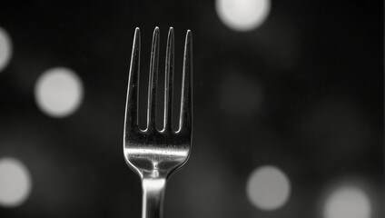 A fork is shown in a black and white photo.