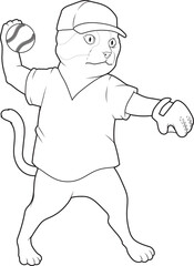 Cat Baseball Animal Vector Graphic Art Illustration