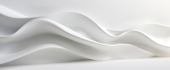 Produce a modern, wave-like design exhibiting smooth curves and a refined 3D profile, set against a solid white backdrop.