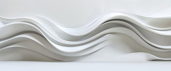 Produce a modern, wave-like design exhibiting smooth curves and a refined 3D profile, set against a solid white backdrop.