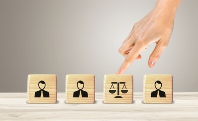 Compliance laws concept.Set of wooden cubes