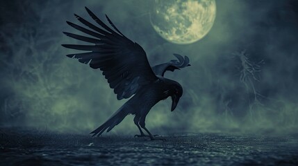 halloween witch flying over the moon