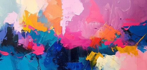 Abstract painting with vibrant, dynamic colors