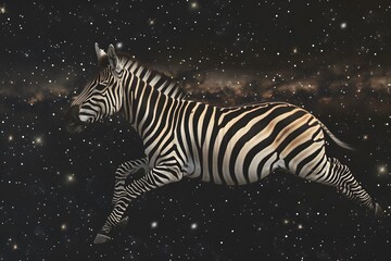 Fototapeta na wymiar a zebra floating in space