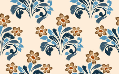 Floral embroidery design, ethnic pattern for background or tapestry. Ideas for designing patterns for textiles, batik, curtains, clothing or decorations. Vector illustration