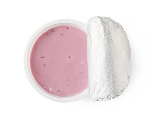 plastic cups with yogurt