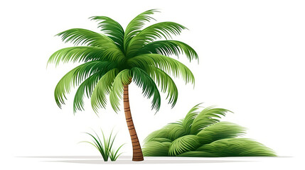 A solitary tropical plant on an entirely white background