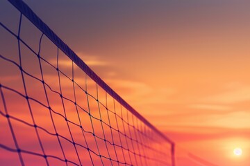 Minimalist Volleyball Net at Sunset - Peaceful Sports Themed Background for Design, Print, Card, Poster