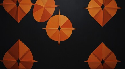 A black and orange geometric pattern, showcasing a visually striking combination of colors and shapes.