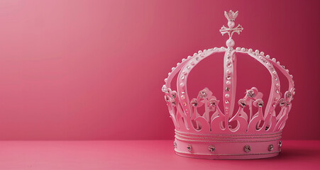  a white and light pink crown placed on deep pink background