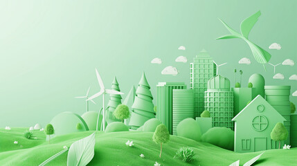 Green city sustainable 3d vector green technology with sustainable concept