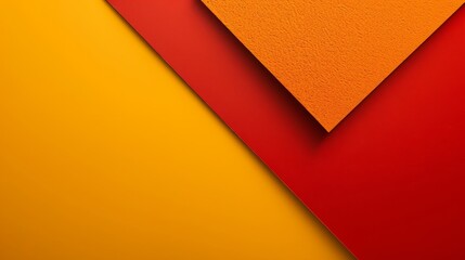 a close up of a red and yellow wall with a triangle