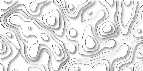 Abstract design with black and white abstract papercut and multi-layer cutout geometric pattern on vector Topographic canyon geometric map relief texture with curved layers beautiful design.