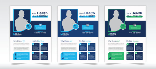 Healthcare and medical cove a4 flyer design template and Unique flyer design for healthcare and medical flyer