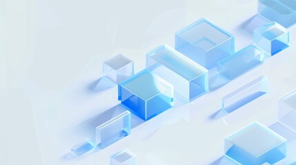 data service, blue, frostedglass, white clean background, isometric 3D, cold light, Blender, industrial design