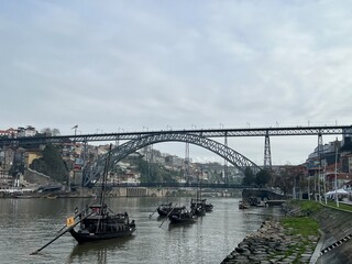 The Dom Luís I Bridge,  which spans the river Douro between the cities of Porto and Vila Nova de Gaia in Portugal