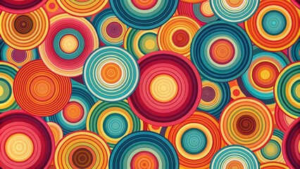 Fototapeta premium A retro-inspired background with bold, overlapping circles in bright, contrasting colors.
