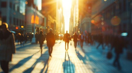 Business people walking in the city. Blur effect.