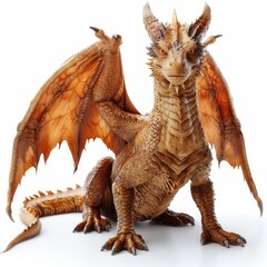 a toy dragon sitting on a white surface