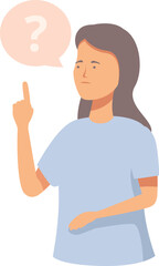 Illustration of a pensive woman with a question mark bubble indicating curiosity or confusion