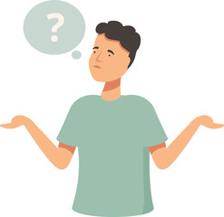 Illustration of a puzzled man with a question mark in a thought bubble
