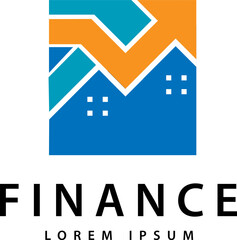 Web financial logo, building and arrow combination logo