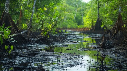 Protecting Biodiversity: Raise awareness of petrochemical-related habitat destruction and efforts to preserve ecosystems through conservation initiatives --ar 16:9 