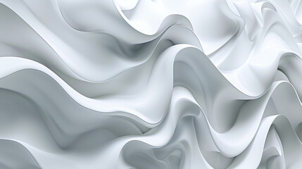 Produce an abstract and polished wave structure characterized by its smooth curves and detailed 3D composition on a clean white canvas.