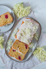 Raspberry elderflower cake food dessert