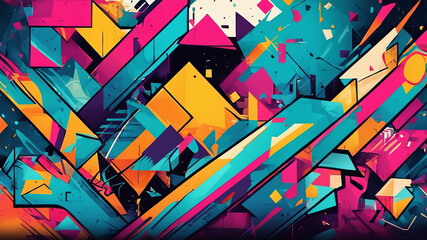 Fototapeta premium Abstraction of geometric shapes and light sources as a background.