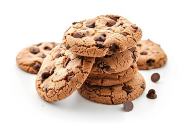 Cookie Baking. Sweet Chocolate Chip Cookies Dessert on Isolated Background